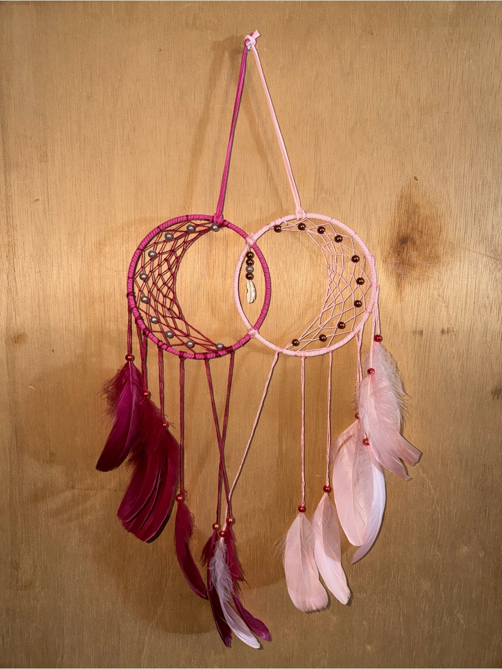 Pink & Magenta Double Dreamcatcher Wall Hanging